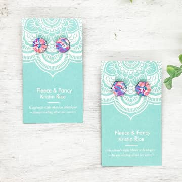 Fleece & Fancy - Wholesale Stud/Post Earrings - Laser Cut Preppy Floral Stud Earrings2