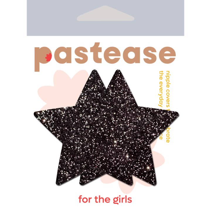 Pastease® - Wholesale Nipple Pasties - Women's - Star: Sparkle Black Stars Nipple Pasties by Pastease®