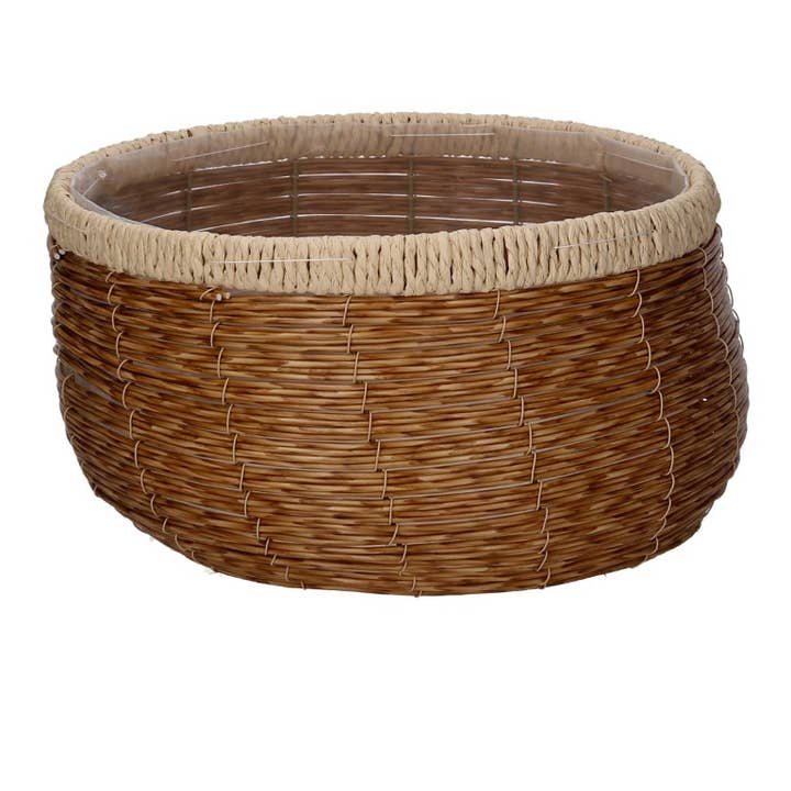 Polyrattan Plant Holder 1-3 Natural RoundCM Ø29h16 for wholesale on Faire1