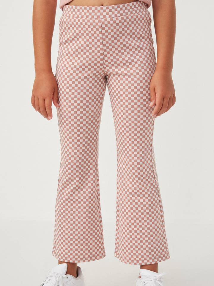 Pantaloni a Gamba Dritta a Quadri in Maglia con Vita Elasticizzata per Ragazze per la vendita all'ingrosso da parte di Hayden LA