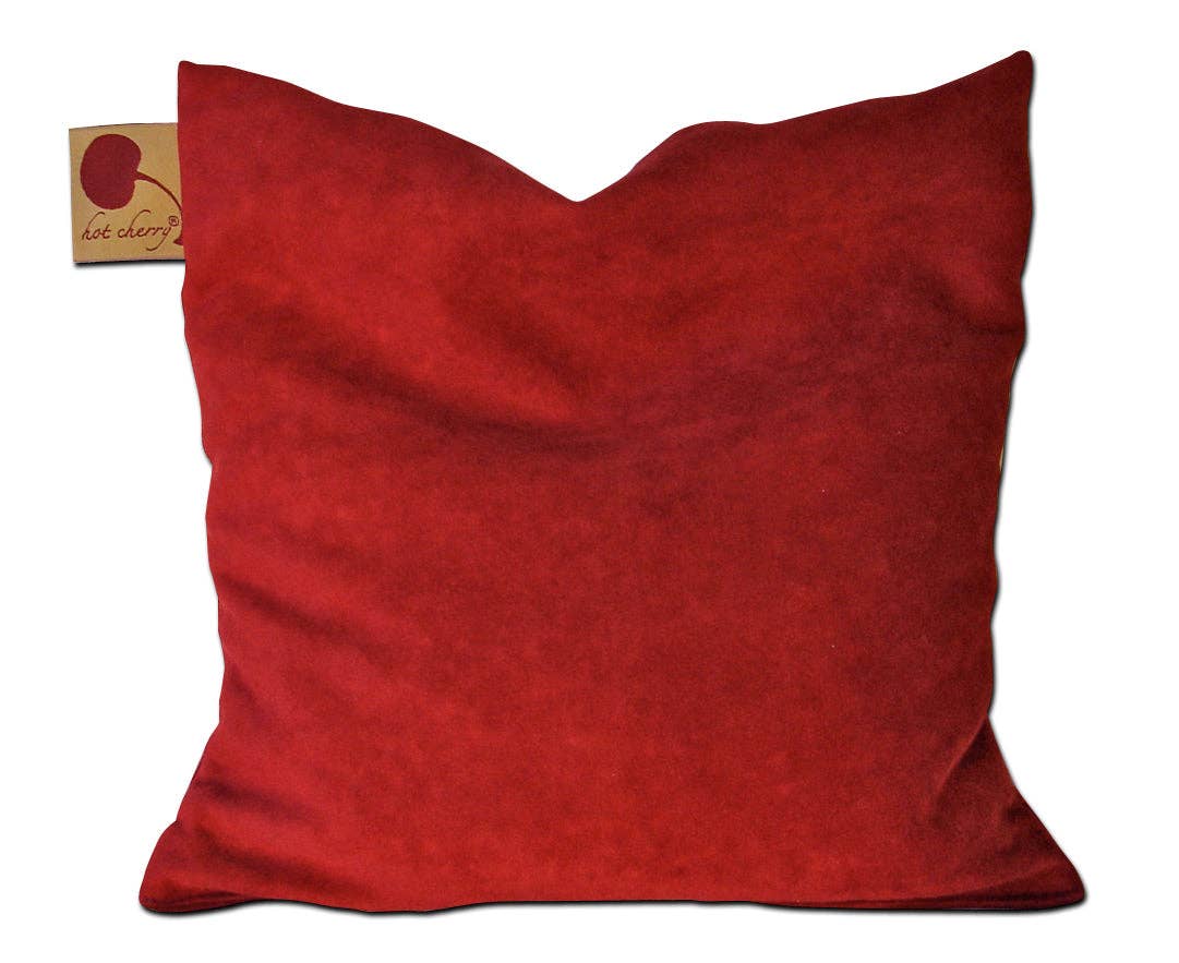 Hot Cherry Pillows - Wholesale Hot/Cold Compress - Hot Cherry Square Pillow in Plush Red Ultra-Suede3