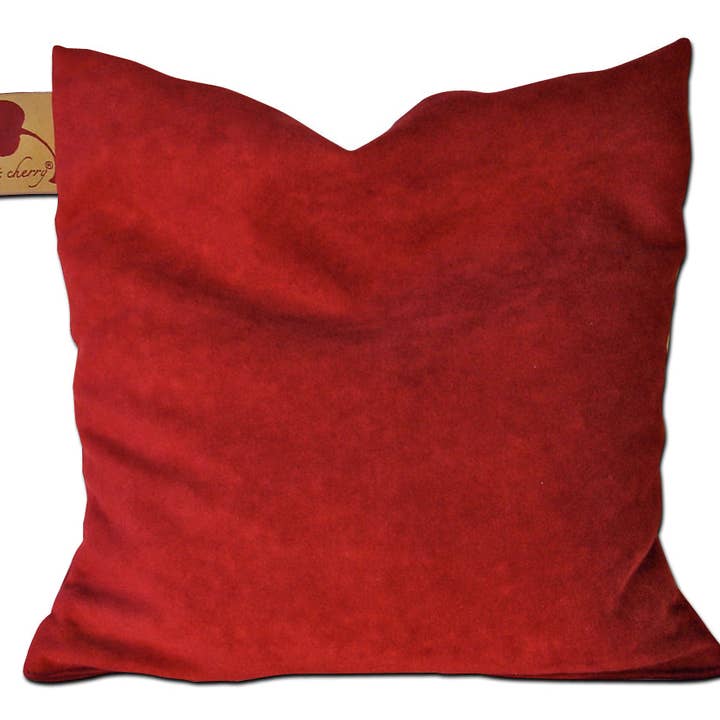 Hot Cherry Pillows - Wholesale Hot/Cold Compress - Hot Cherry Square Pillow in Plush Red Ultra-Suede3