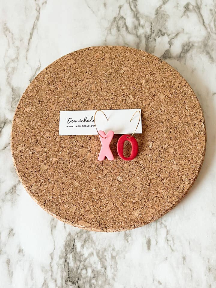 XO Hoops | Polymer Clay Earrings | Valentine's Day Earrings for wholesale by taenickole
