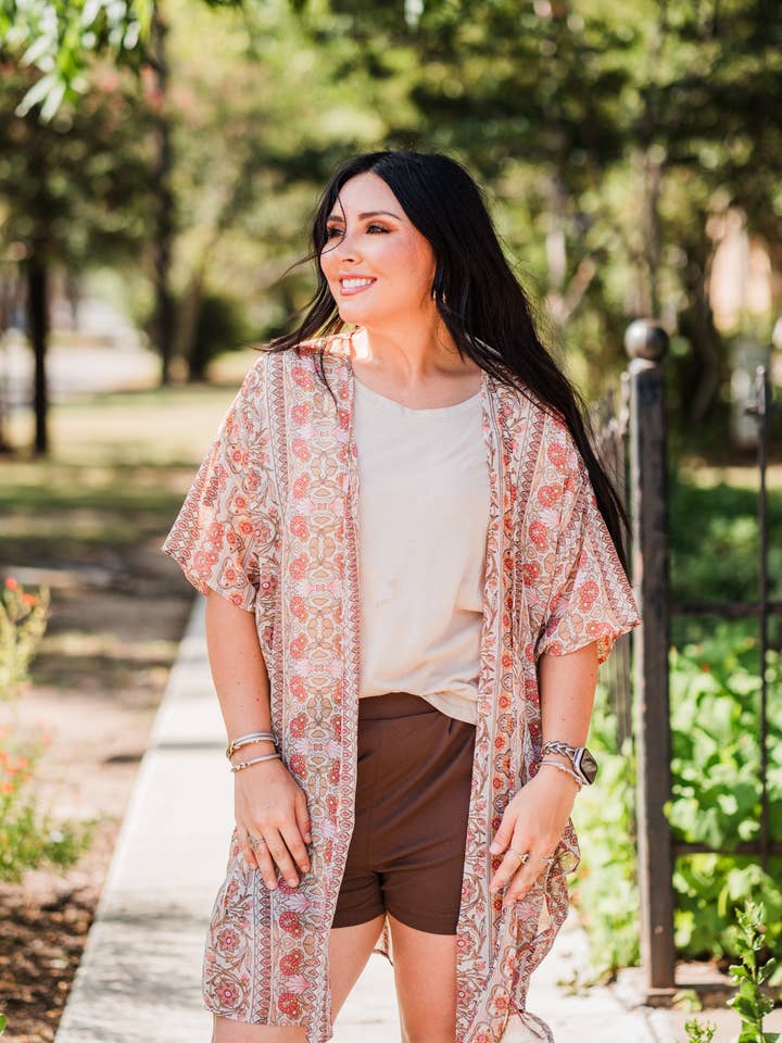 Khaki Floral Kimono Pack (1/1/1) for wholesale by Southern Swank