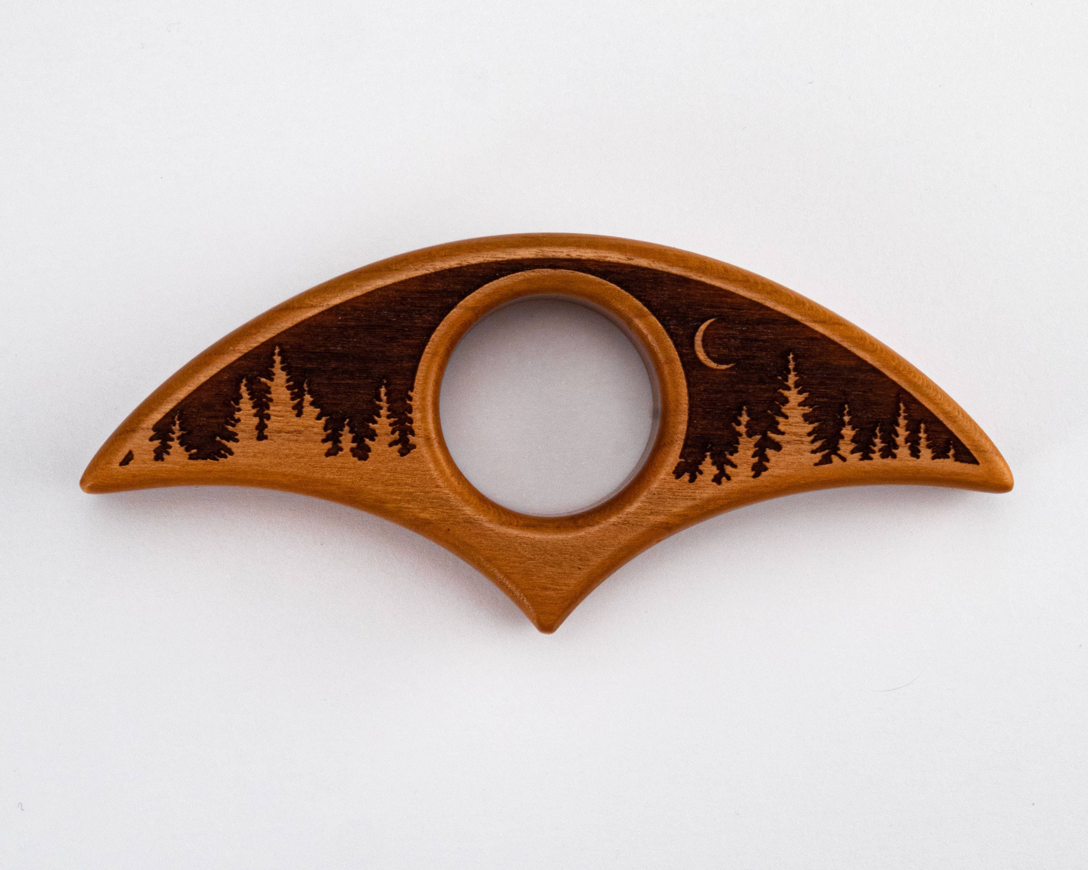 Woodland Woodworx - Wholesale Book Holder - Thumb Page Holder, "Moonlit Forest" Design, Cherry Wood5