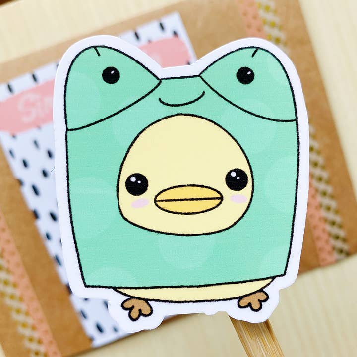 Kawaii Duck & Frog wasserdichter Aufkleber für den Großhandel von Simply Bella Handmade