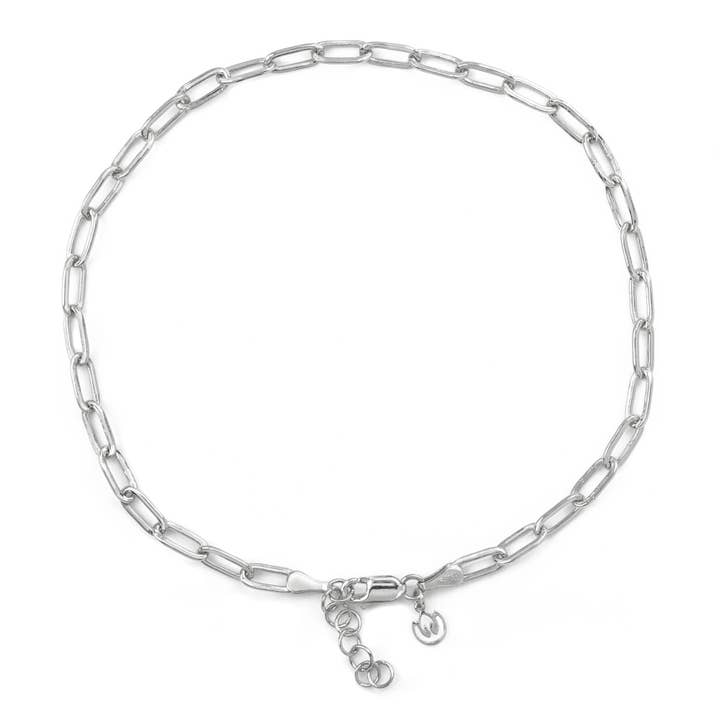 Paper Clip Link Anklet in Sterling Silver and Gold Vermeil for wholesale by The Jewellery Store London