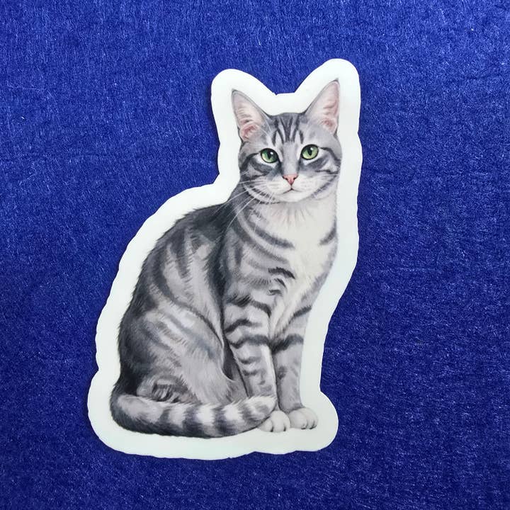 Tabby Cat Watercolor Style Vinyl Stickers for wholesale by Designs by Mysh