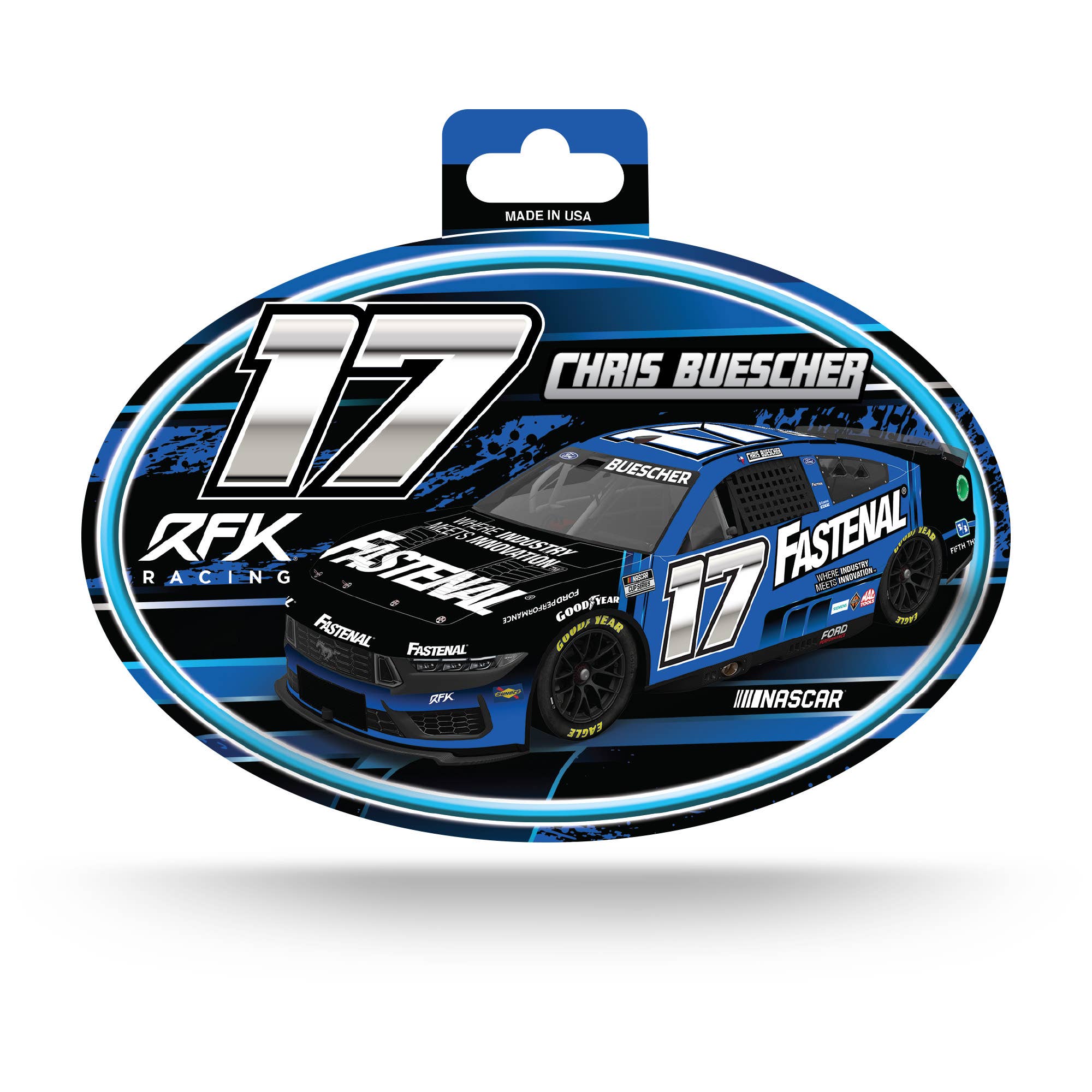 Rico Industries - Wholesale Sticker - NASCAR  Chris Buescher No. 17 2024 Full Color Oval Sticker0
