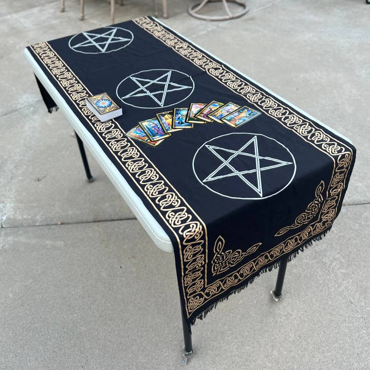 Pentagram Long Altar Cloth Tarot Witchcraft Table Cloth for wholesale by Lungta Imports