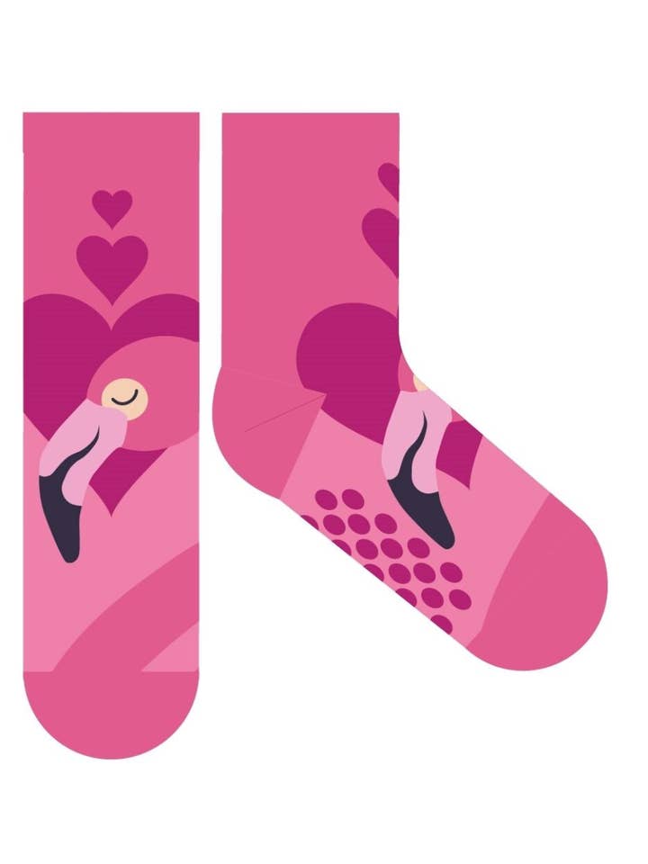 Evidence – Großhandel Socken - Kinder – Flamingo rutschfeste Plüschsocken für Kinder