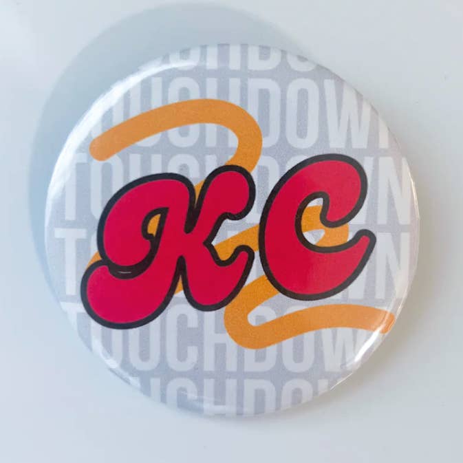 Kansas City Gameday Button - Red and Yellow Design for wholesale by StellabluandCo.