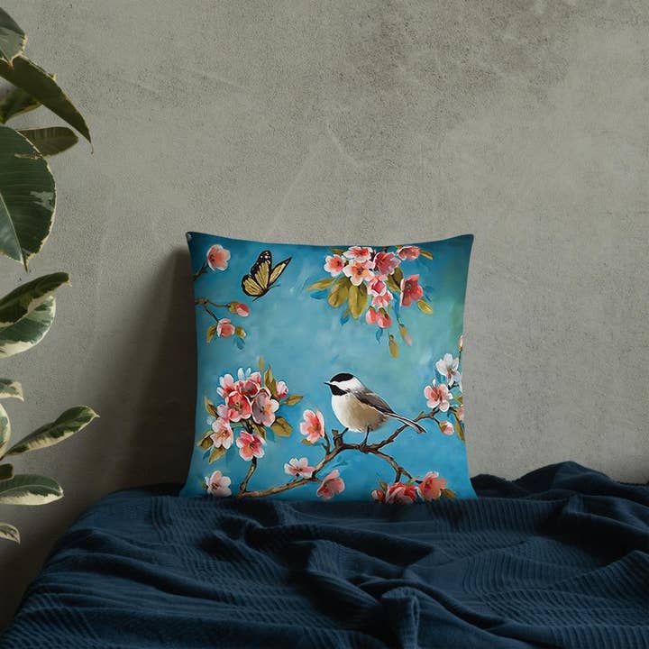 Cherry Blossom Bird Cushion for wholesale by Cushion Covers Store