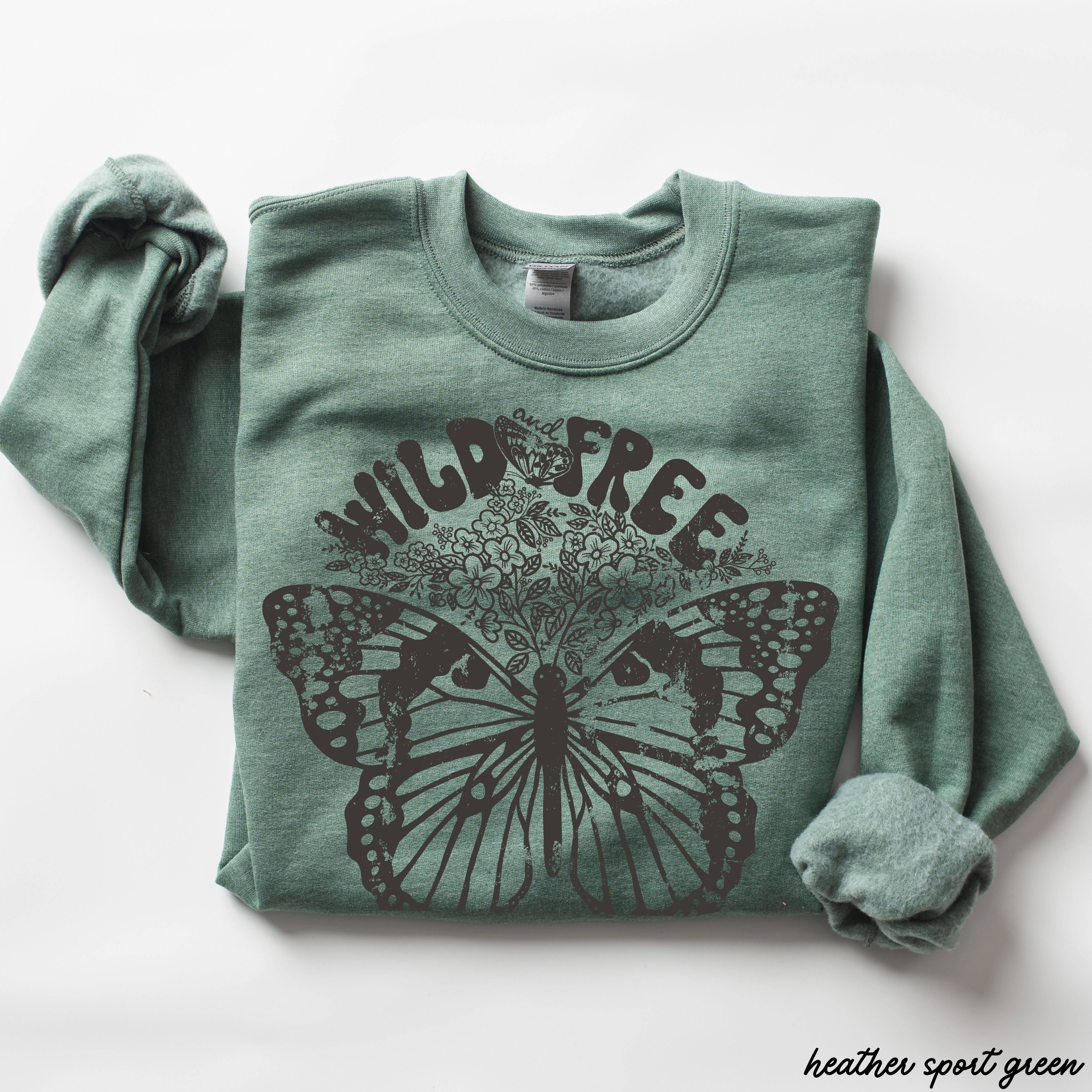Chloe Vs Tank - Wholesale Graphic Sweatshirt - Unisex - Wild and Free Butterfly Sweatshirt *5 Colors (S-3X)4