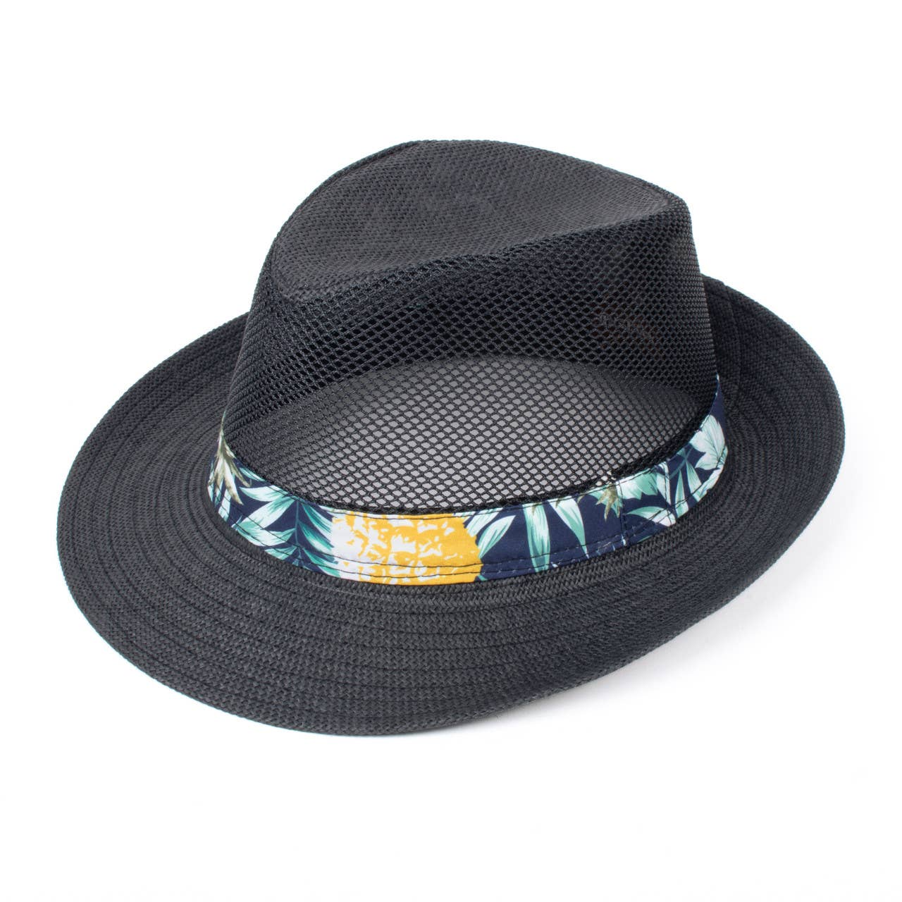 Selini New York - Vente Chapeau en feutre – homme - Chapeau Fedora tendance à bandes en maille rafraîchissante pour hommes-FSS171340