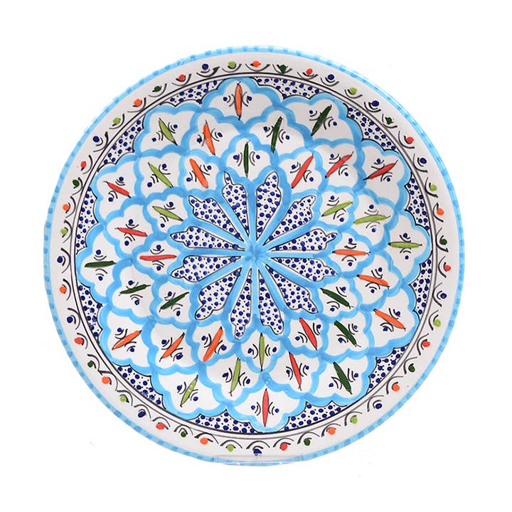 11" Hand Painted Rosette Dinner Plate, Dinnerware for wholesale by Sobremesa