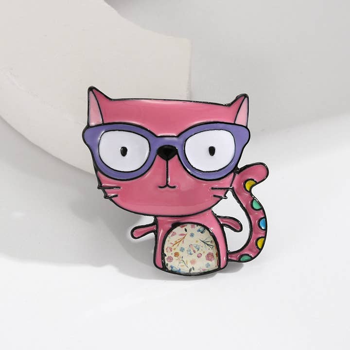 Playful Cat, Elephant & Owl Brooch,Cartoon Animal Pin for wholesale by Tourtiwi