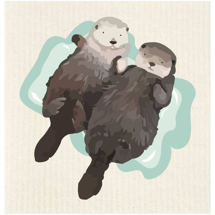 Sea Otter Duo Swedish Dishcloth for wholesale by Potluck Press