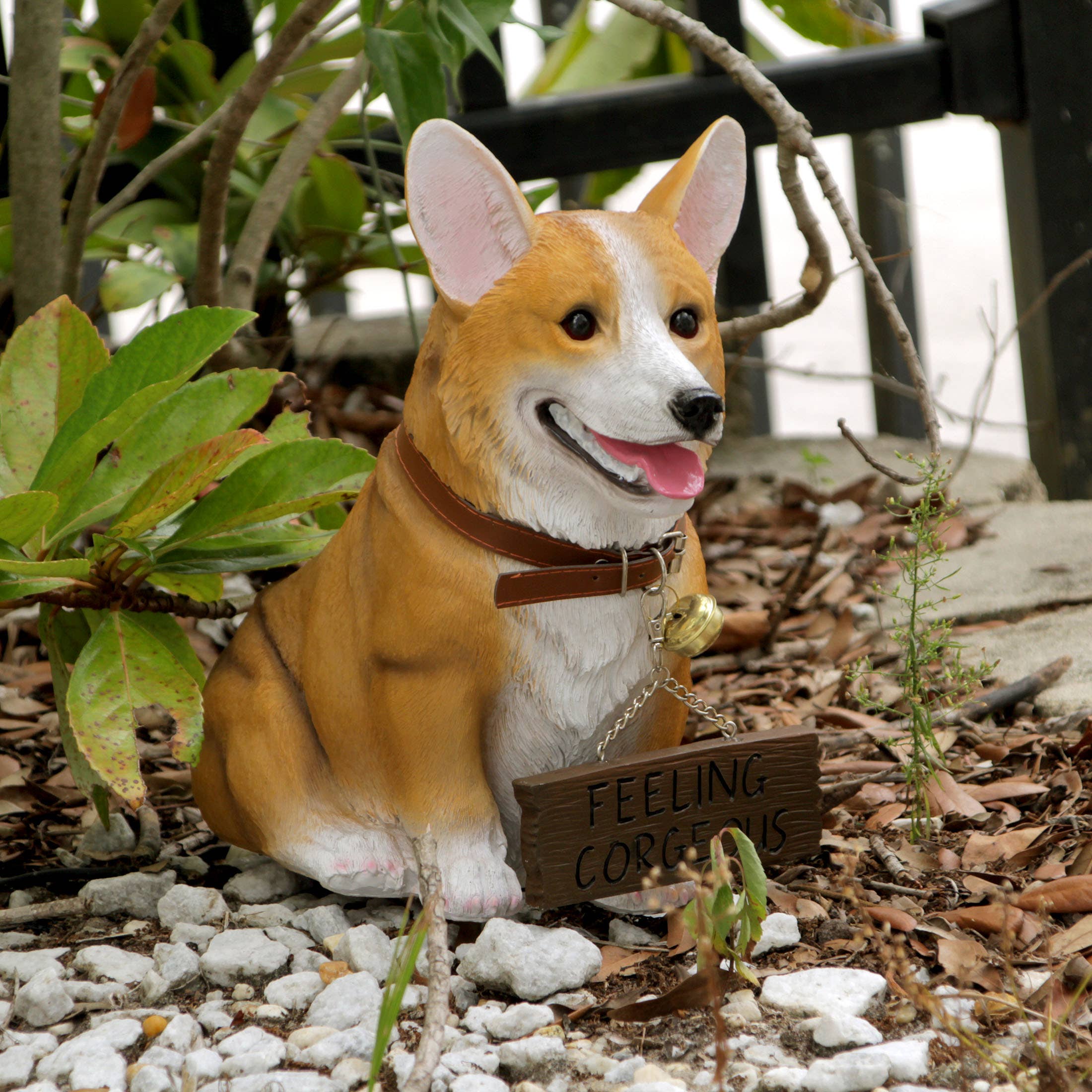 Zeckos – wholesale Outdoor ornament/decor – 11.5 Inch Tall Welsh Corgi Dog Realistic Welcome Statue6