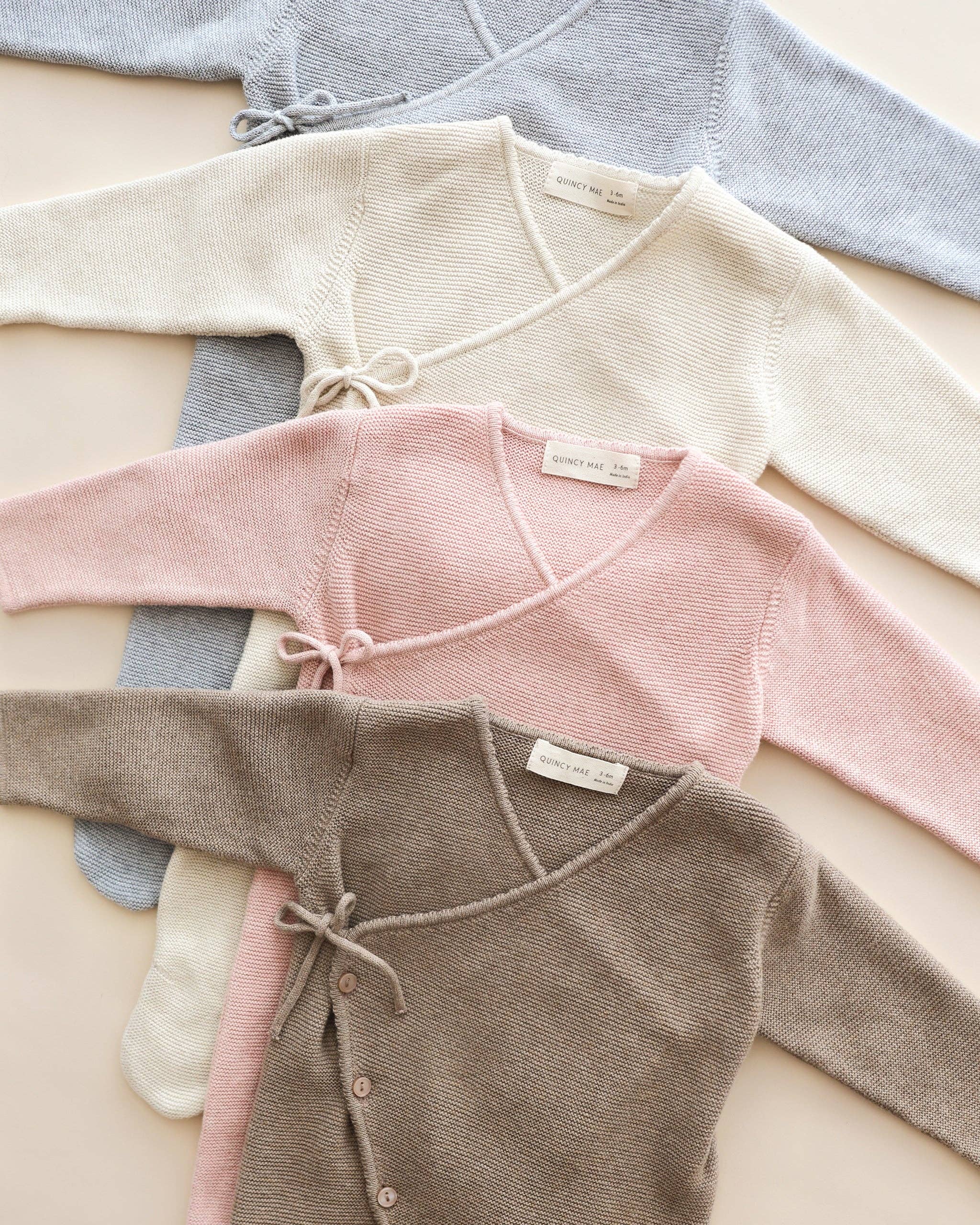 Quincy Mae - Wholesale Jumpsuit - Baby - Wrap Knit Footie Heathered Natural5