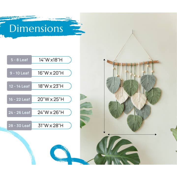 BeanDaikon - Wholesale Decorative Tassel/Wall Drop - Macrame Green Leaves Wall Hanging L021