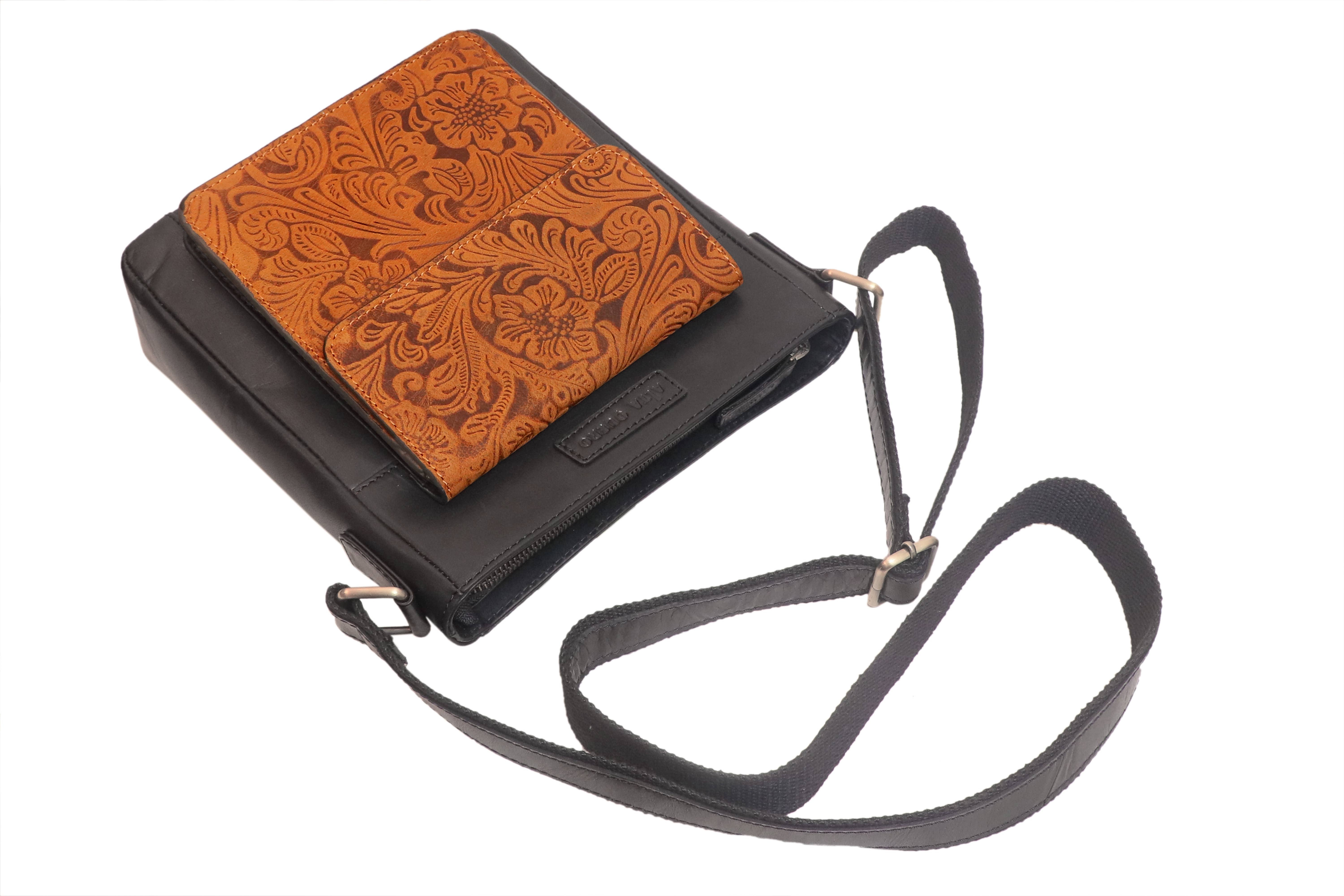 Alta Quero - Wholesale Crossbody Bag - Women's - Embossed Genuine Leather Crossbody Bags (2-Pack)–Floral+Leaf8