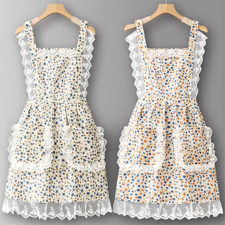 ACCITY - Wholesale Apron - Floral Lace Trim Kitchen Apron for Women_CWMM6594