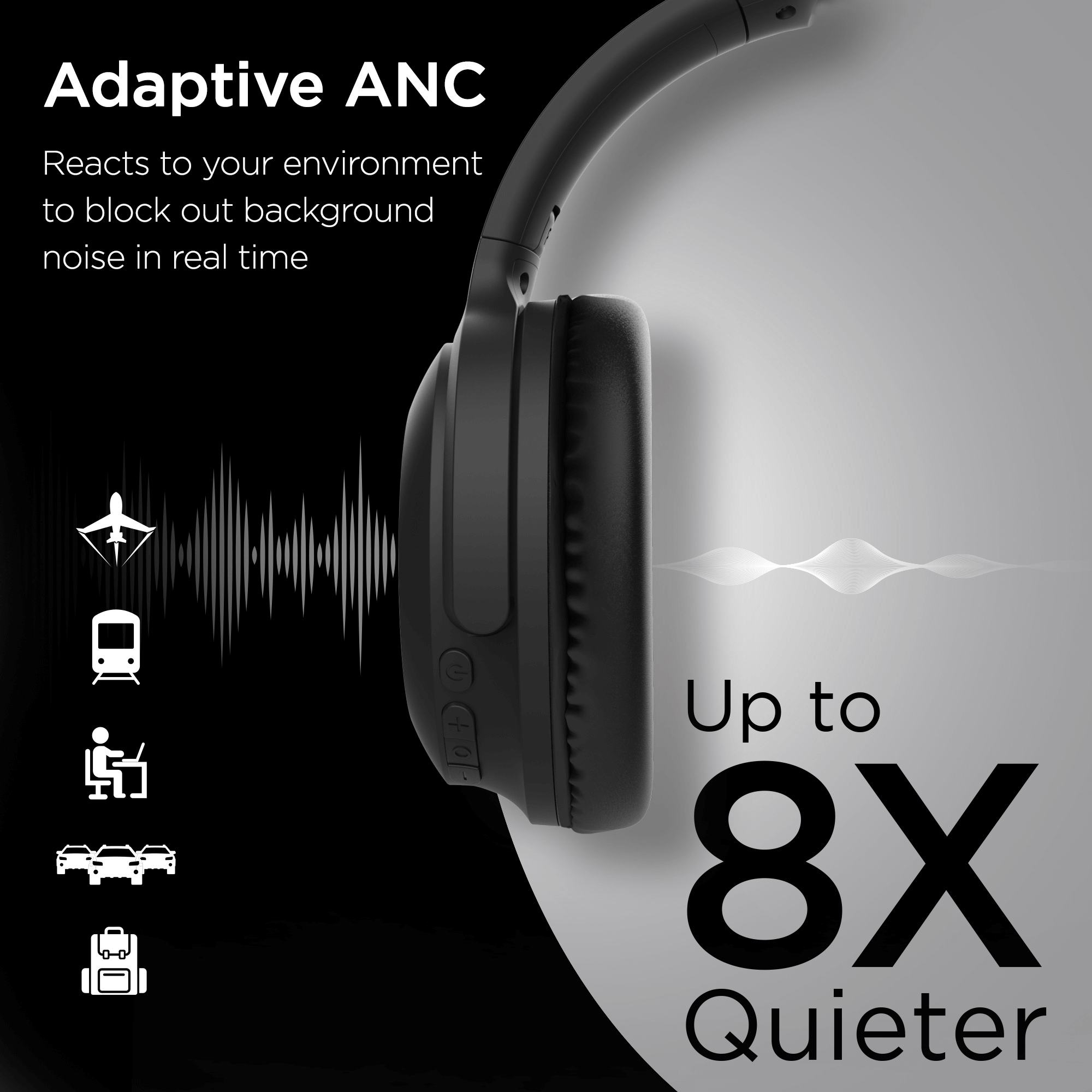 JupiterGear Home - Wholesale Headphones - HyperGear Stealth2 ANC Wireless Headphones3