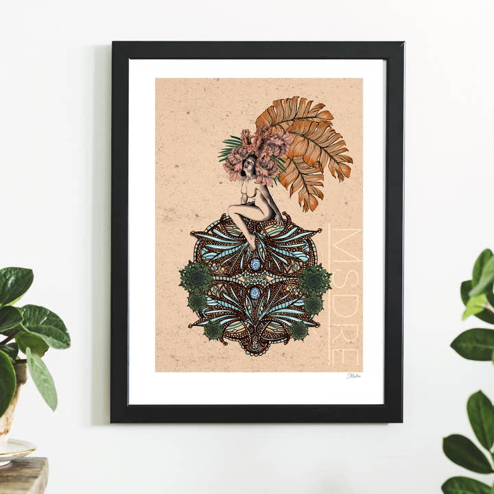 Vintage Nude Art Nouveaux Boho Colour Art Poster Print Msdre for wholesale by Msdre
