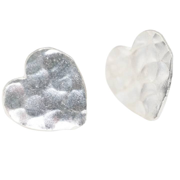 Silver Sparrow Jewelry - Wholesale Stud/Post Earrings - Sterling silver pounded stud heart earrings1