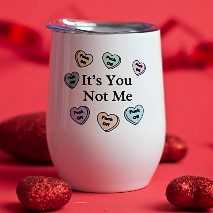 Fbombs & Booze - Wholesale Insulated Mug/Tumbler - Funny Valentine's Day Gift, Candy Heart, Galentine Tumbler0