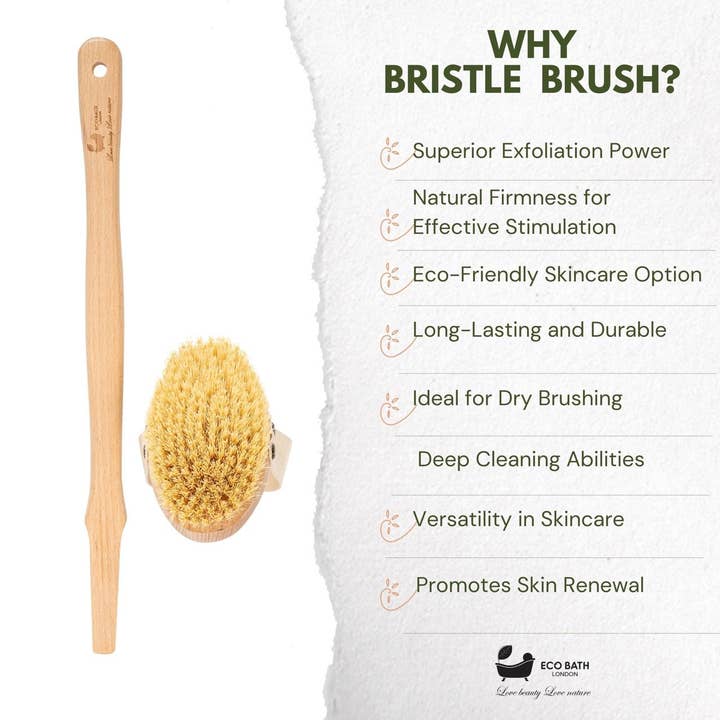 Eco Bath London - Wholesale Body Brush - Eco Bath Natural Bristle Body Brush Detachable with Soft Bristles