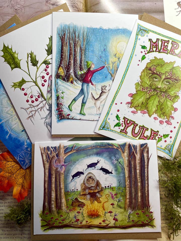 Pacote de Cartas de Natal - Conjunto de 5 Cartas por atacado de FreeRangeFaeries