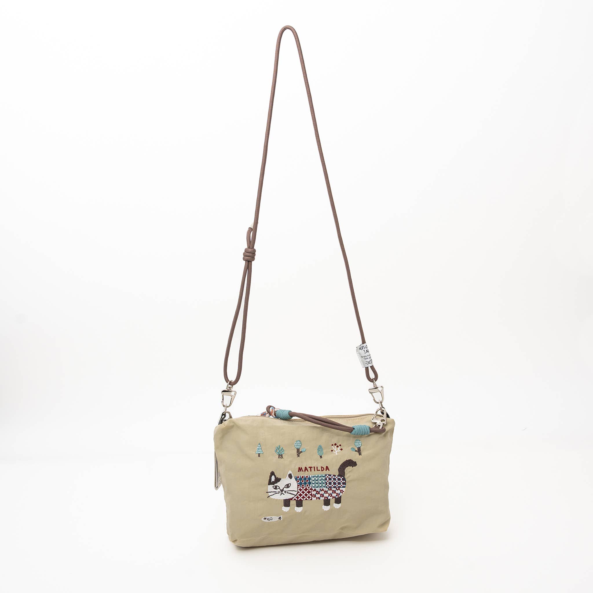 U PLUS INC - Wholesale Crossbody Bag - Unisex - Kusuguru Japan Embroidered Cat Multi-Use Crossbody Bag5