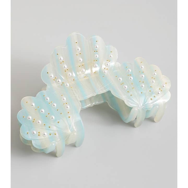 MARMORERAD AKRYL PÄRLBEPRYDD SNÄCKSKAL HÅRKLÄMMA för wholesale av Girly