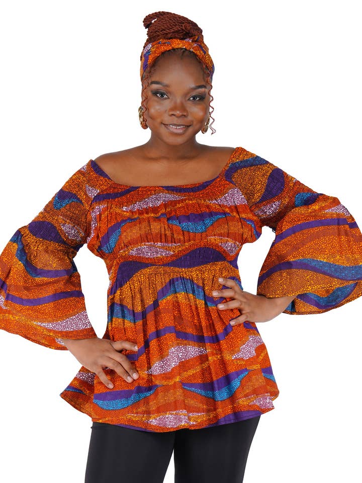 Blusa Peplum Fruncida de Damas Africanas | Talla Única para venta al por mayor de Satsuma Wholesale