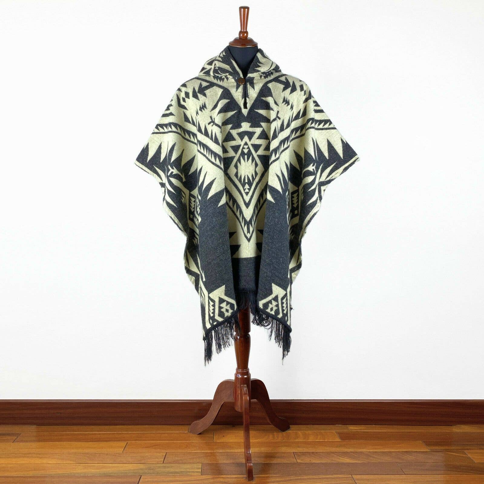 ECUALAMA – wholesale Poncho – Unisex – Baby Alpaca wool Unisex Hooded Poncho Pullover XXL -Aztec1