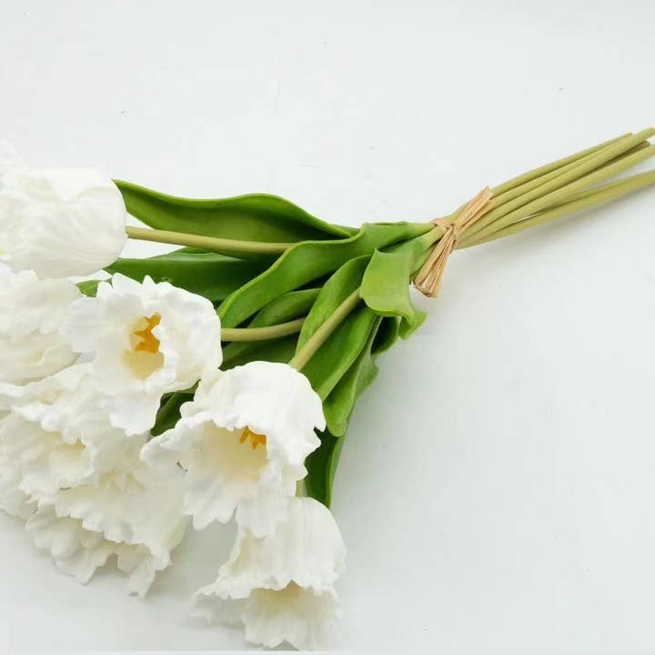 Angel Isabella – Engroshandel Kunstige blomster – 14"-1 Dusin-Elegant Farverig Real Touch Papegøje Mini Tulipan
