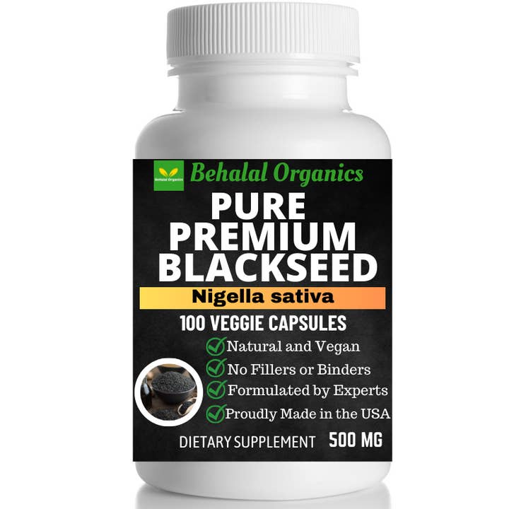 Black Seed Capsule Pure Premium Nigella Sativa 500mg 100CAPs for wholesale by Behalal Organics