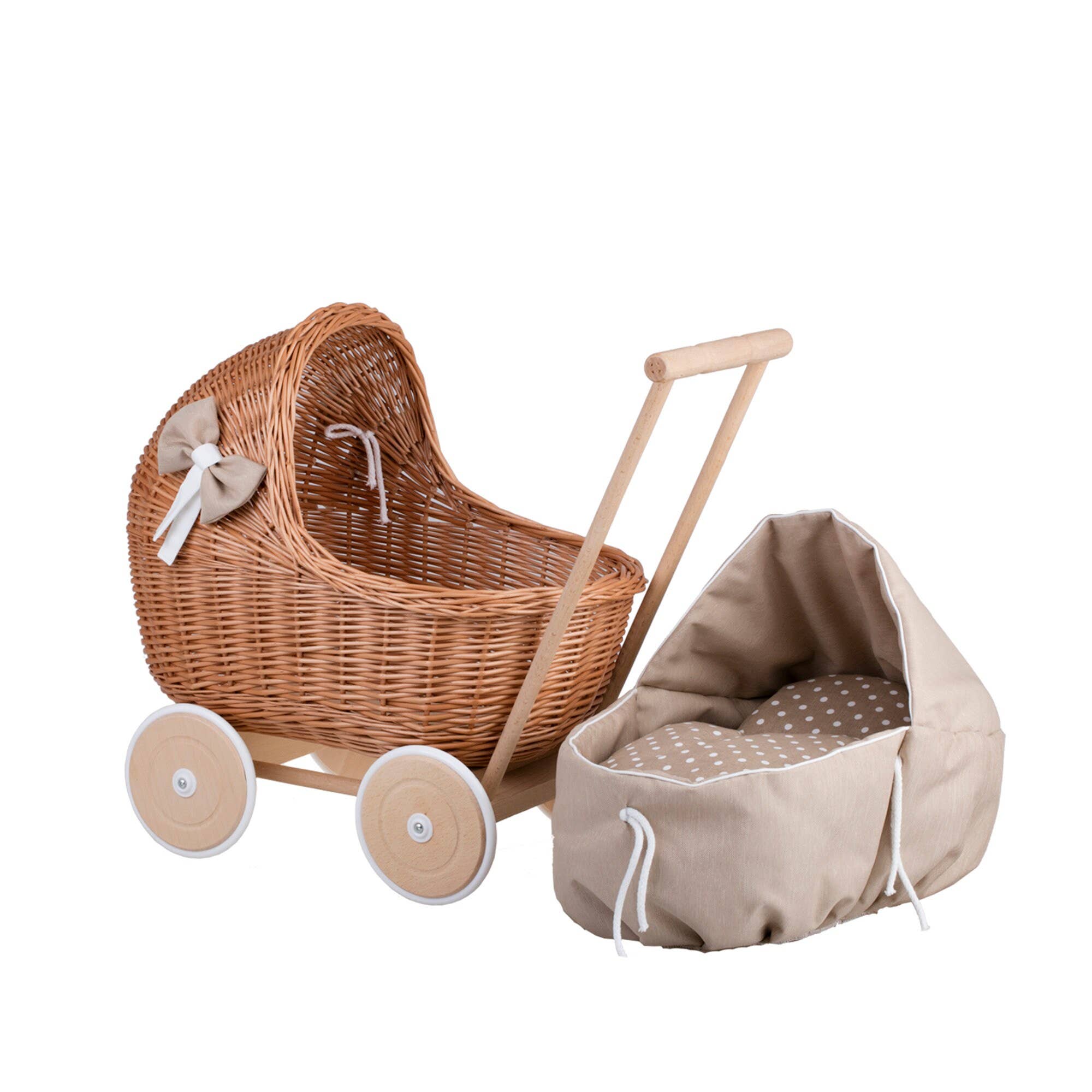 The Wicker Stories - Wholesale Doll Accessory Kit - Kids - Handmade Natural Wicker Baby Carriage, Wicker8