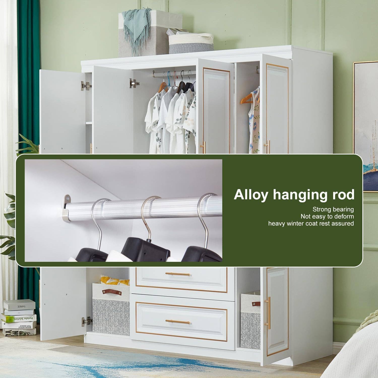 Livelylodge - Wholesale Cabinet - Wooden Armoire Wardrobe Closet Cabinet: 4 Door Two Drawers7