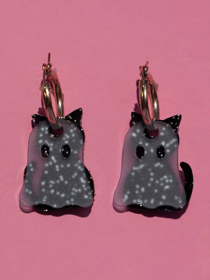 Spookkat Hoepeloorbellen voor wholesale door Cuteryko