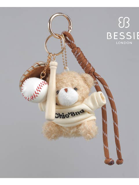 PLUSH BEAR BASEBALL CHARM for wholesale by Bessie London