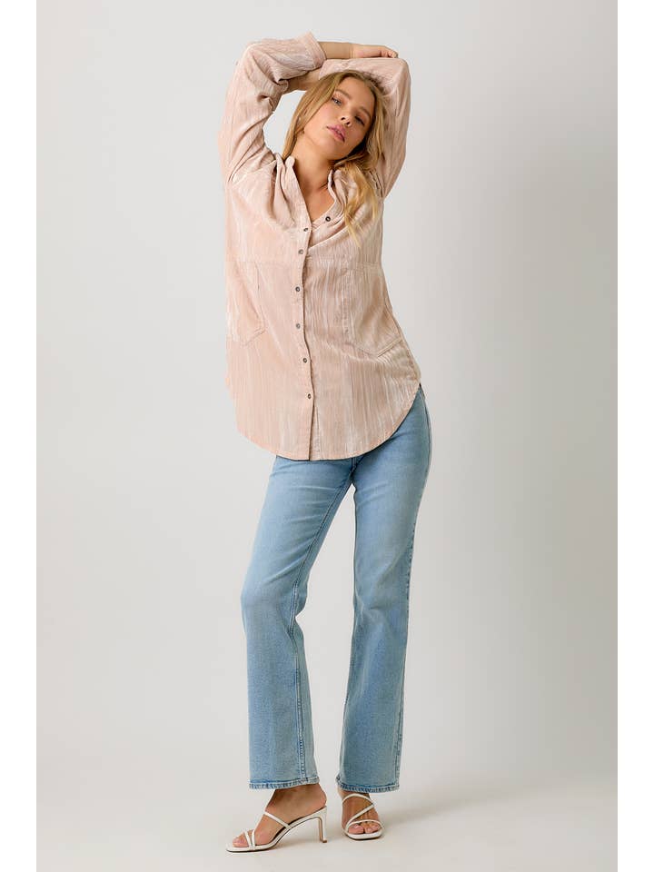 Mystree - Vendita all'ingrosso Camicia button down - Donna - 60901 Camicia in velluto con maniche raglan