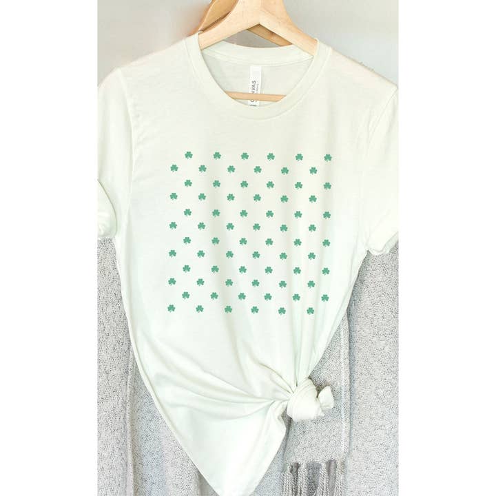 St Patricks Day Shamrock Grid Graphic Tee for wholesale by Kissed Apparel