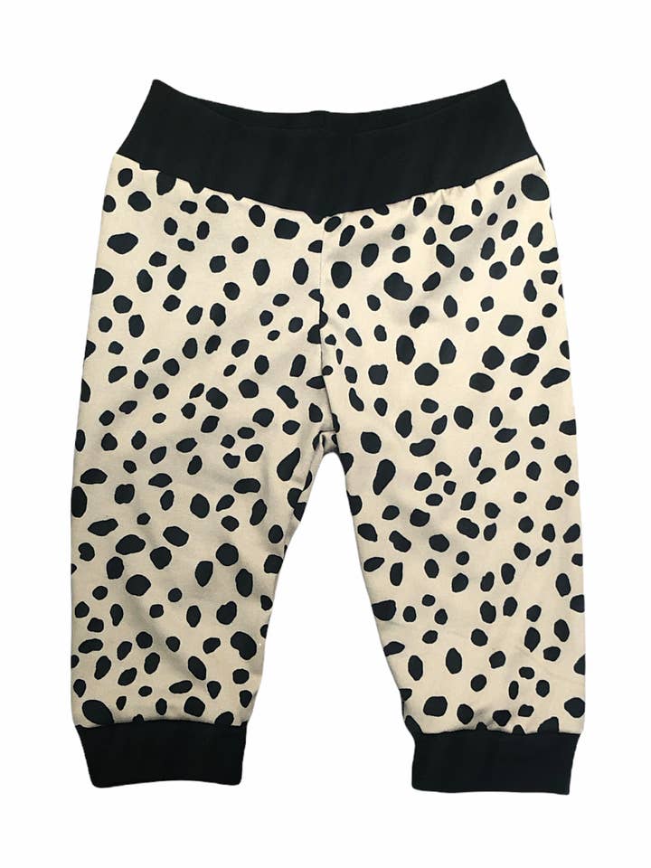 Taupe Dalmatian • Infant/Toddler Joggers for wholesale by Jena Bug Baby