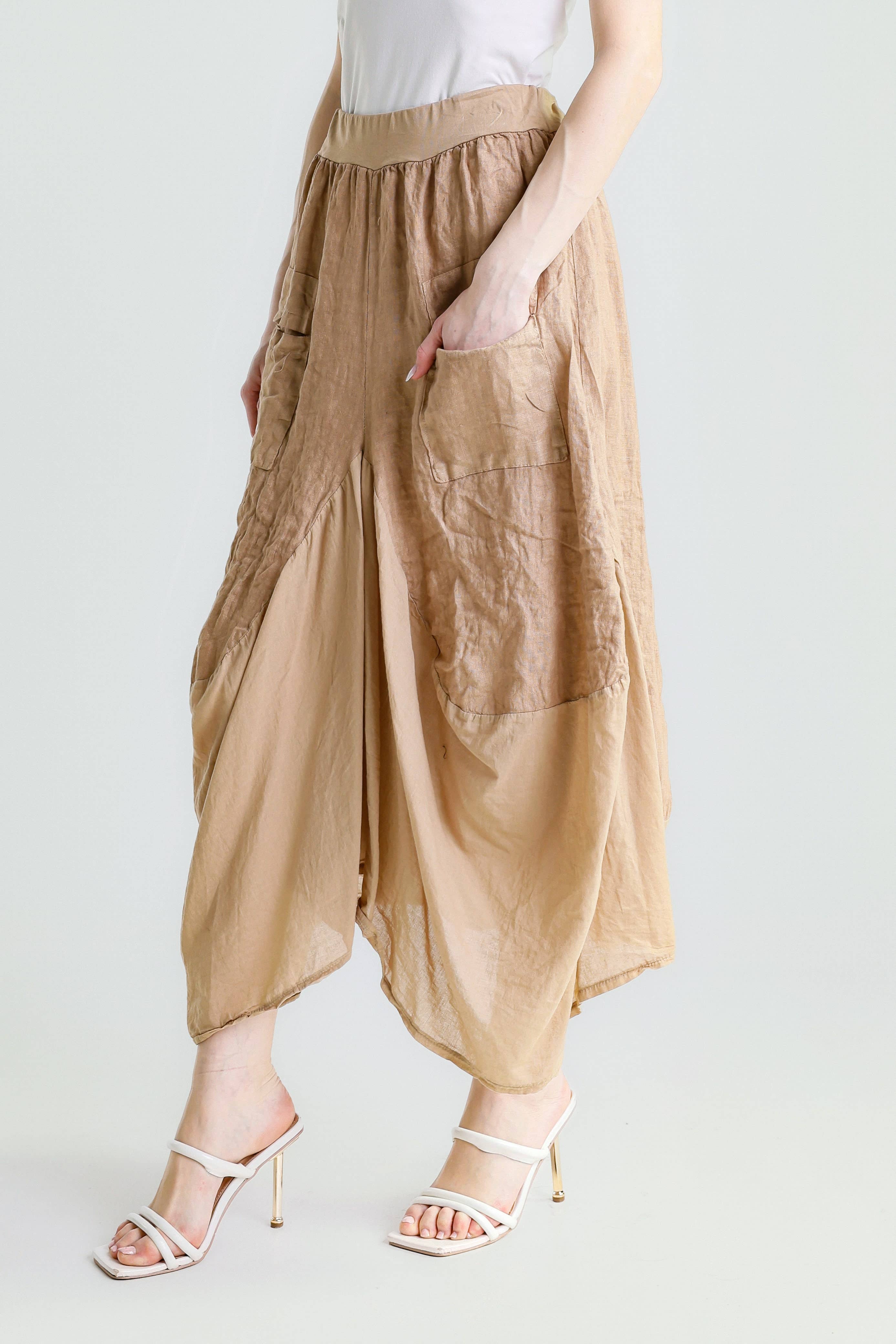 TINA Stephens Italy/Tees By Tina - Wholesale Skirt - Women's - Brenna Cotton/Linen Bunched Pocket Skirt (SL102W)46