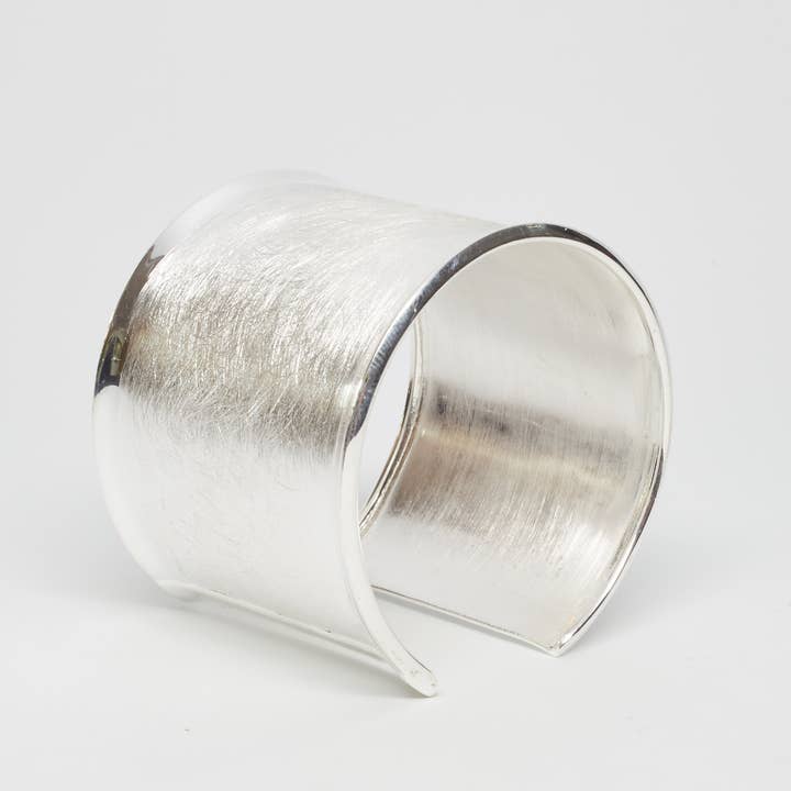 Wide Brushed Sterling Silver Cuff for wholesale by Renata Rubio 92.5