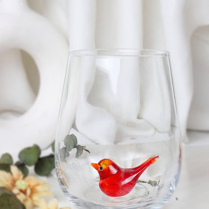 Adamodart – Copo de vinho por atacado – Copo para bebida com pássaros coloridos, copo de vinho sem haste, caneca de pássaro
