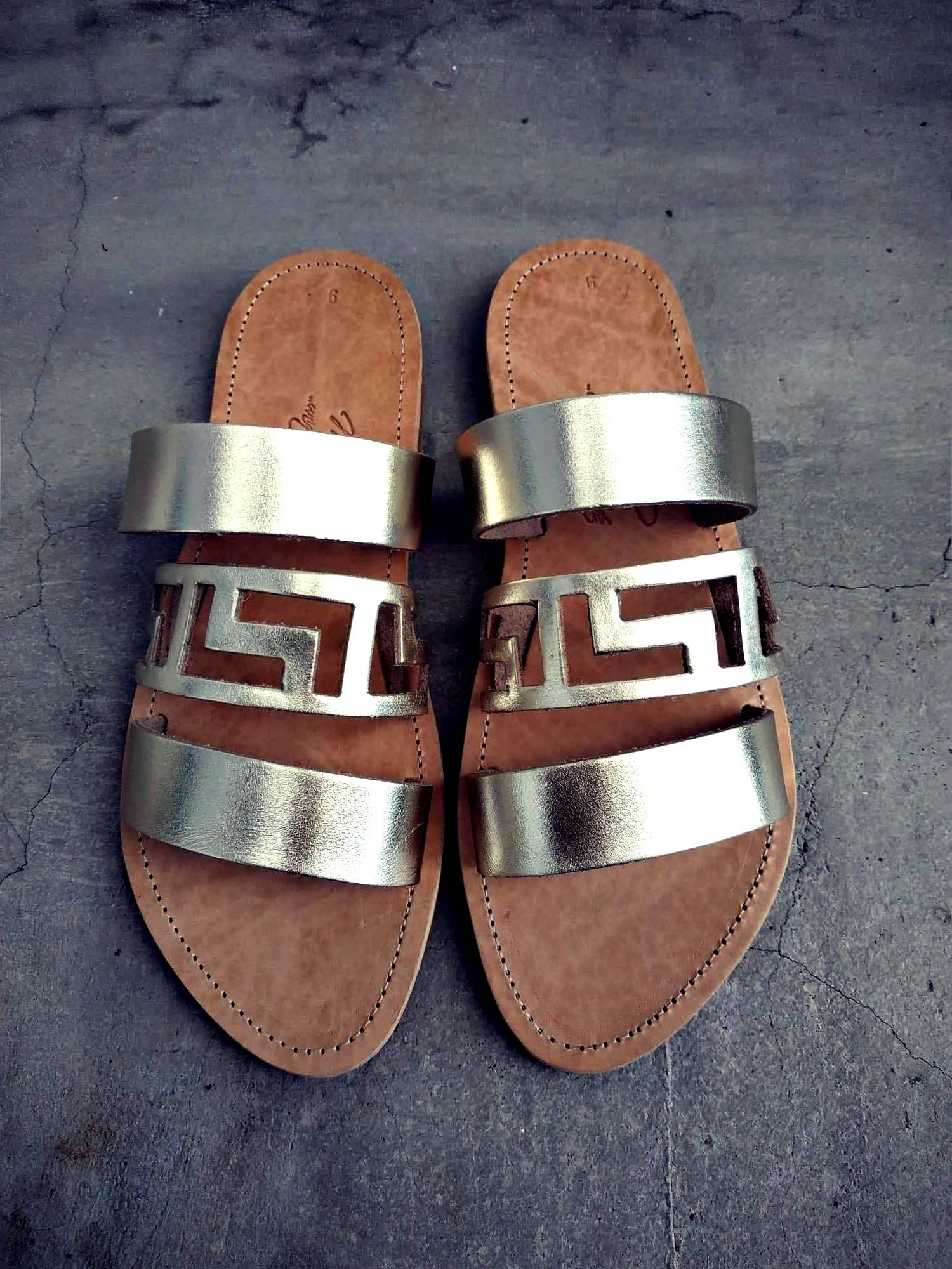 Marbe Sandals - Wholesale Sandals - Women's - Handmade Leather Sandal : Gold Meander5